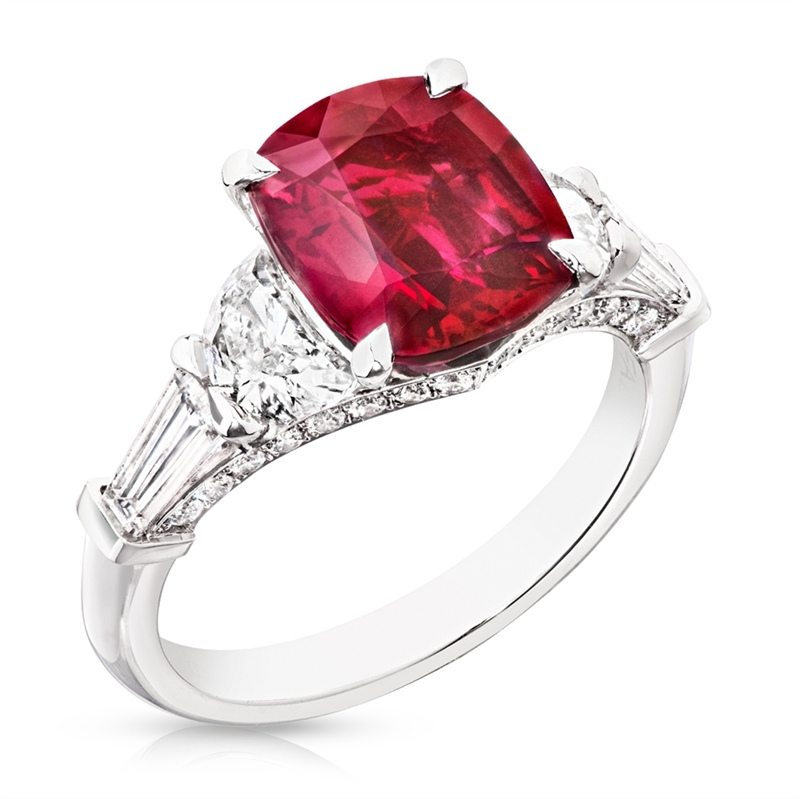 Platinum Treated Ruby and Princess Cut Diamond Vintage Ring – BURLINGTON