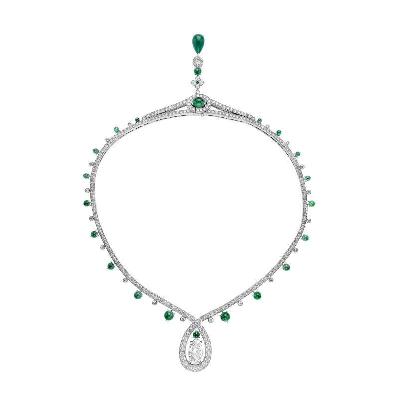 10.83 Carat Natural Emerald 14K White Gold Diamond Necklace | Fashion Strada